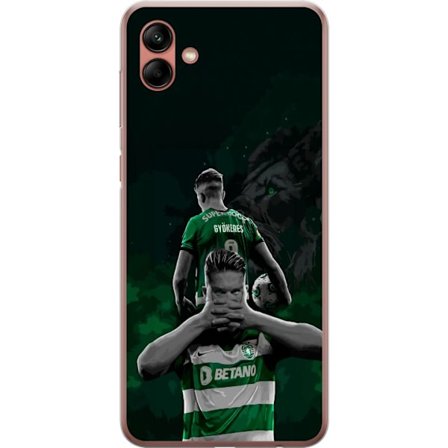 Yhteensopiva Puhelinkuori Samsung Galaxy A04 Neonmotiivi, jossa teksti "Gaming is in my DNA" sinisenä ja punaisena tiiliseinällä, jossa loistava DNA-s