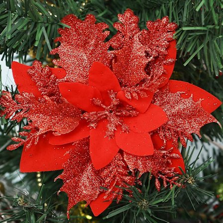 10 kpl Tekojoulukuusen tähtiä joulukoristeina, leikkeillä ja varrella, glitteriä, joulukuusen koristeet