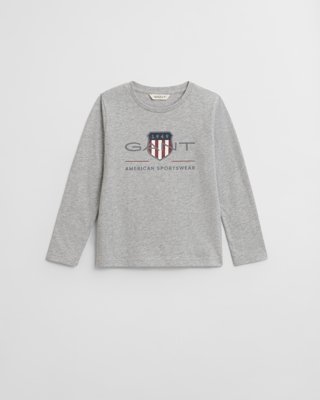 GANT - Kids Longsleeve med Archive Shield-logo light grey melange
