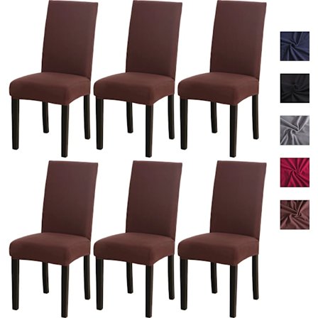 6 stk Stretch Stoltrekk - Vaskbare Stretch Stoltrekk Brun