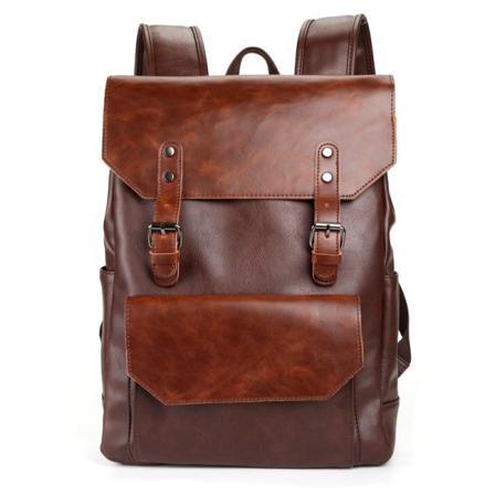 Reppu Crazy Horse Leather European American Fashion & Trend Suuri kapasiteetti Simple Travel Brown
