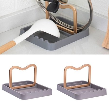 2 STK Skjeholdere Grytelokkholder GRÅ