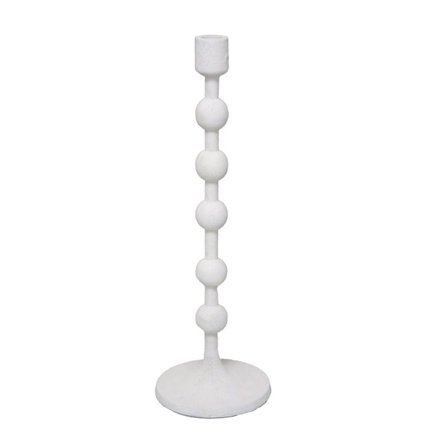 Valkoinen alumiininen kynttilänjalka, 13x13x38cm