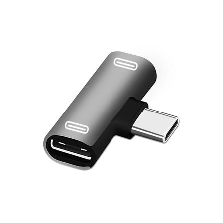3-in-1 USB-C-sovitin, kaksi tyyppiä C-liitäntää, ääniliitäntä, lataus, kuulokkeet, Aux {Db}