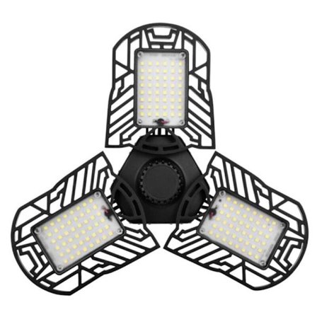 60W LED sort skal garage lys, E26/E27 deformerbar loftslampe med 3 justerbare paneler, til garage værksted lager kælder korridor gade