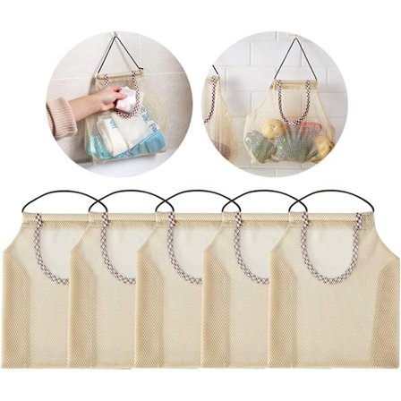 5-pack andningsbara nätförvaringsväskor för potatis, lök, vitlök