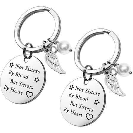 Bästa vän nyckelring - Inte blodsystrar men själsystrar | Gåvor till kvinnors bästa vän | Vänskapsgåvor födelsedag | Systernyckelring