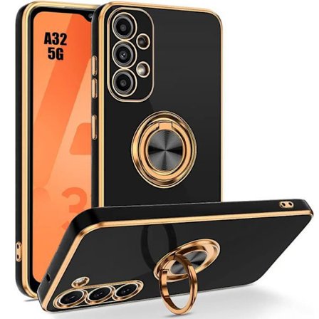 Coque Anneau - BOOLING - för Samsung Galaxy A32 5G - Anti-Rip - Flexibel - Svart