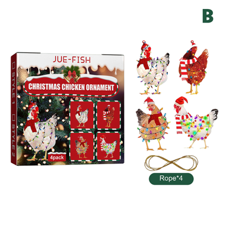 4st/ Set Halsduk Kycklingdekor Julgran Hänghänge
