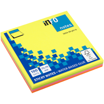 Notatlapper Bl.Farger 75x75mm