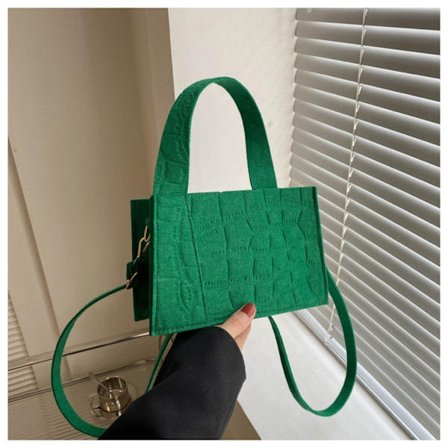 Messenger Shoulder Shopping Bag Enfärgad Filt Handväska för kvinnor