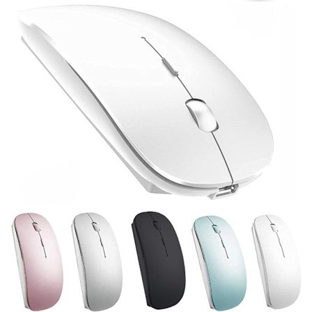 Laddningsbar Trådlös Mus för Chromebook Win8/10 Dator MacBook (Vit)