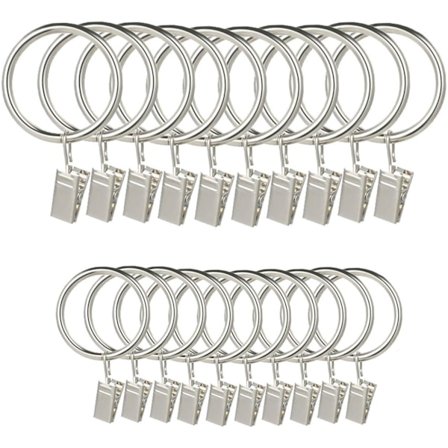 LumenTY Paket med 40 Metallgardinringar med Clips för Gardiner och Stänger - 30 och 38mm Innerdiameter Gardinstång Voile Nät med Fasta Öljetter -