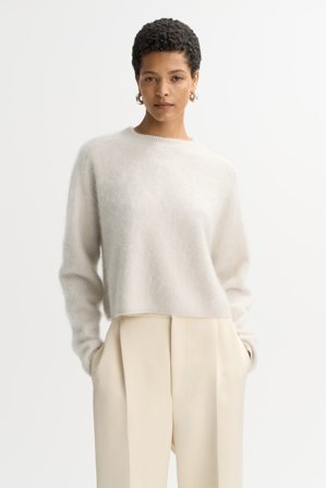Soft Goat - Brushed crewneck - Women cashmere sweater - XS - Chalk