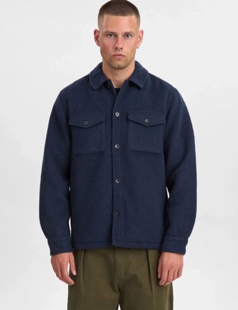 Anerkjendt Akoscar Boiled Wool Overshirt - Navy - M