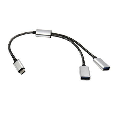 USB Splitter 2-i-1 Bærbar Datakabel Lader Adapter For Laptop, Kamera, Tastatur, Bil PC Reise