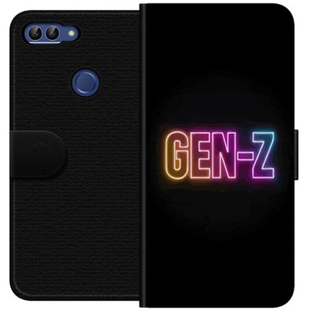 Yhteensopiva Lompakkokotelo Huawei Huawei P smart Neontext Gen Z värikkäässä valossa tummaa taustaa vasten modernissa digitaalisessa tyyliissä