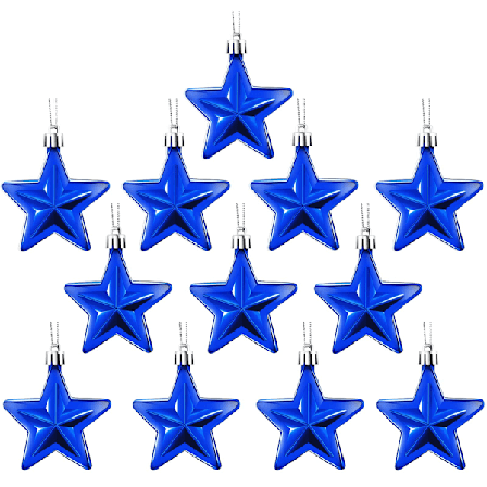 2,76 tum Stjärnor Ornament för Julgranar 24 st (Blå)