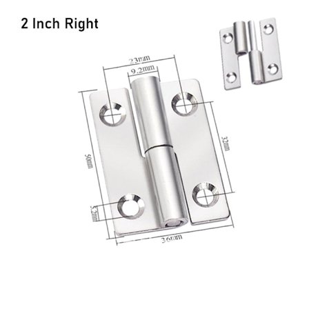 1 stk Avtakbart hengsel Avtagbart hengsel 2 TOMMES HØYRE 2 TOMMES HØYRE