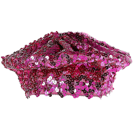 Hatt for kvinner, Beret med glitter og paljetter, Beanie-hatt, Kostymetilbehør for danseforestillinger (Rosy)