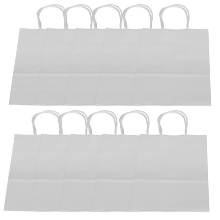 10-pack Presentpåsar av kraftpapper 15x8x21cm Vita Shopping Födelsedagsfest Tillbehör