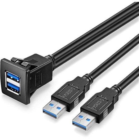 Dubbel USB3.0 Kvadratisk Infälld Montering - 2m 6ft USB 3.0 Förlängningsmontering. Instrumentpanel Montering Y