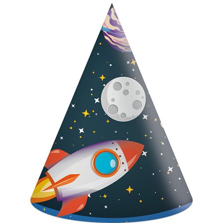 Rymdraket Hattar 6-pack - Rymden Kalas Dekoration - Kalaslagret.se