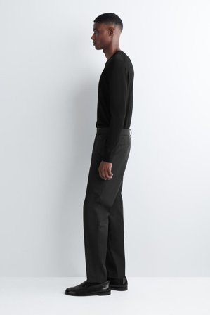 COS Homme Pantalon Droit Slim En Sergé De Coton Technique in Noir