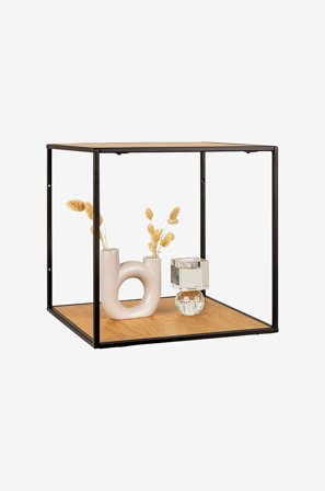 House Nordic - Vägghylla Vita. Två hyllplan av ek med svart ram - Brun - Vägghyllor - Från Homeroom