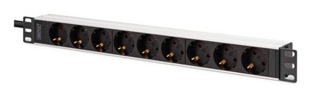 Digitus DN-95440 strømdistribusjonsenhet (PDU) 9 AC-utganger 1U Sort, Sølv