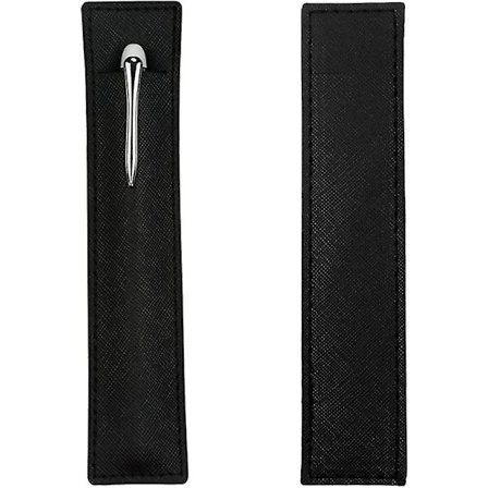 Lærpennveske, beskyttende etui for fyllepenn, touchpenn, kulepenn, blyanter, 2-pakning svart