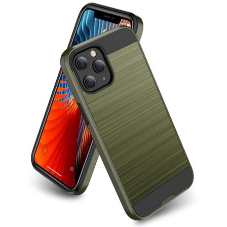 Iphone 12 / 12 Pro - Borstad Stål Textur Skal - Grön Green Grön