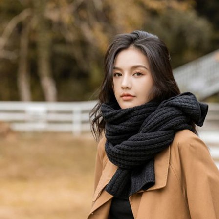 #Solid farget strikket ull varm skjerf 20x160cm#