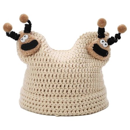 Härlig Plysch Stickad Mössa Modehatt Mjuk Bekväm Mössa Tecknad Mönster Mössa för Vintervärme och Mode Vit