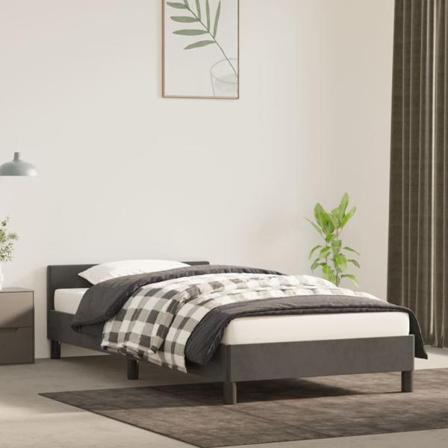 Vidaxl Sängram Med Huvudgavel Mörkgrå 80x200 Cm Sammet Grå