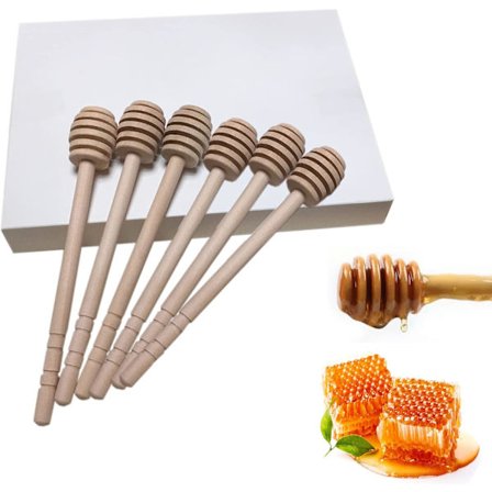 Lång honungssked i trä, ekologisk honungsdippsticka, sked för honung