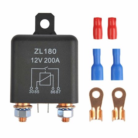 12V 200A Bil Truck Relæ 4 Pin Heavy Duty Relæ Split Charge ZL180 med 2 Pin Fodaftryk og 4 Terminal(1 Sæt)