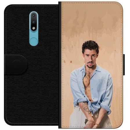 Kompatibelt Lommeboketui til Nokia 2.4 Bad Bunny Super Bowl-inspirert grafikk med NFL-trofé og San Francisco-bro i sportdesign