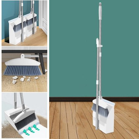180 graders roterande kvast och hopfällbar stående sopskyffel set