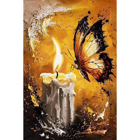 Diamantmaleri-sæt med stearinlys til voksne - Sommerfugl diamantkunst for begyndere, 5D fuld boremaskine maling med diamanter til hjemmevægsdekoration