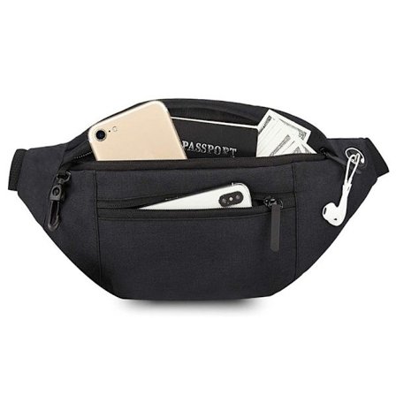 MAXTOP Stor Crossbody Fanny Pack Bæltetaske til Kvinder Mænd med 4-Lynlåslommer Casual Håndfri Vandafvisende Taljepakke til Transport af Telefoner
