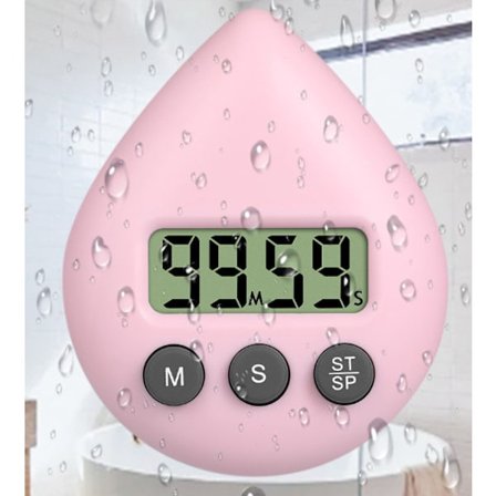 Vandtæt brusebadstimer, digital timer, badeværelses- og køkkentimer, nedtællingstimer med sugekop Lys pink Lys pink