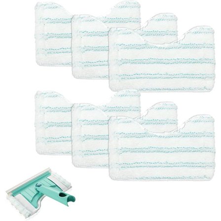 ING Kludepakke med 6 til Leifheit Moppepuder Moppeklud Tilbehør Mikrofiberpude Mikrofiberbetræk 20 x 13 cm Dele til rengøring af fliser Hvid