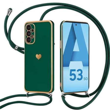Halskæde Nøglebånd Case til Samsung Galaxy A53 5G Luksus Anti-ridse Ultra Slim Stødsikker - Midnatsgrøn