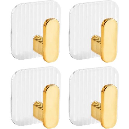 Liimattavat seinäkoukut, 4 kpl kultaisia liimattavia seinäkoukkuja, kylpyhuonekoukku, keittiöpyyhekoukku, ovikoukku, liimattava seinäkoukku vaatteille