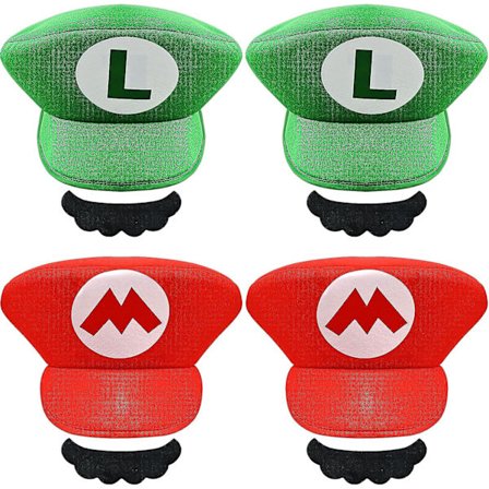 8 kpl Super Mario Bros Mario ja Luigi -hatut parralla, Mario Cosplay -asuvarusteet Halloween-asuja varten naisille, miehille ja lapsille Halloween-
