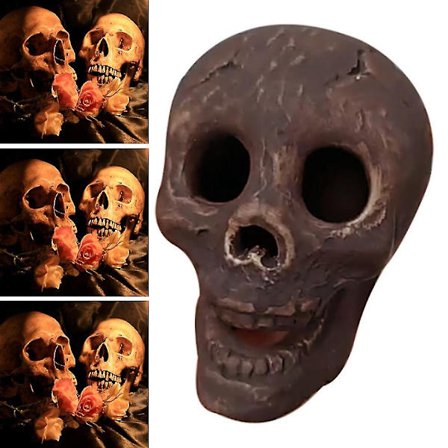 Halloween Keramik Jord Lera Skalle Eldstad Eldstad Brinnande Hor