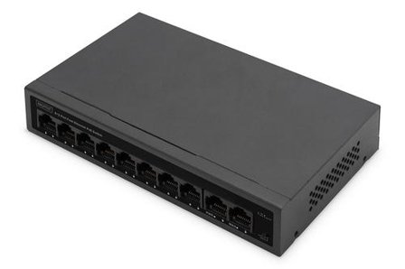 Digitus 8+2 Port FE PoE Switch 8 Port PoE 802.3at. 10/100 Mbps