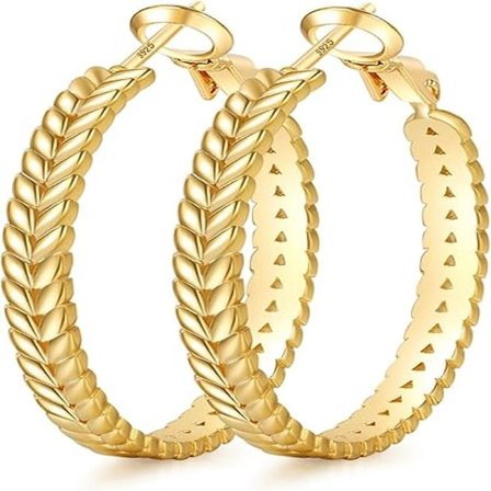 Hoop-øredobber i sterlingsølv, store 14K gull hoop-øredobber for kvinner, lette 925 sterlingsølv hoop-øredobber