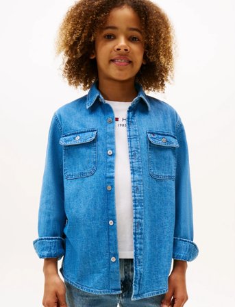 Tommy Hilfiger Mid Blue Denim Shirt Ls - Blue - 176